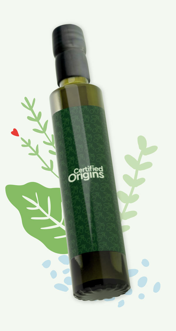 Certified Origins olive oil bottle