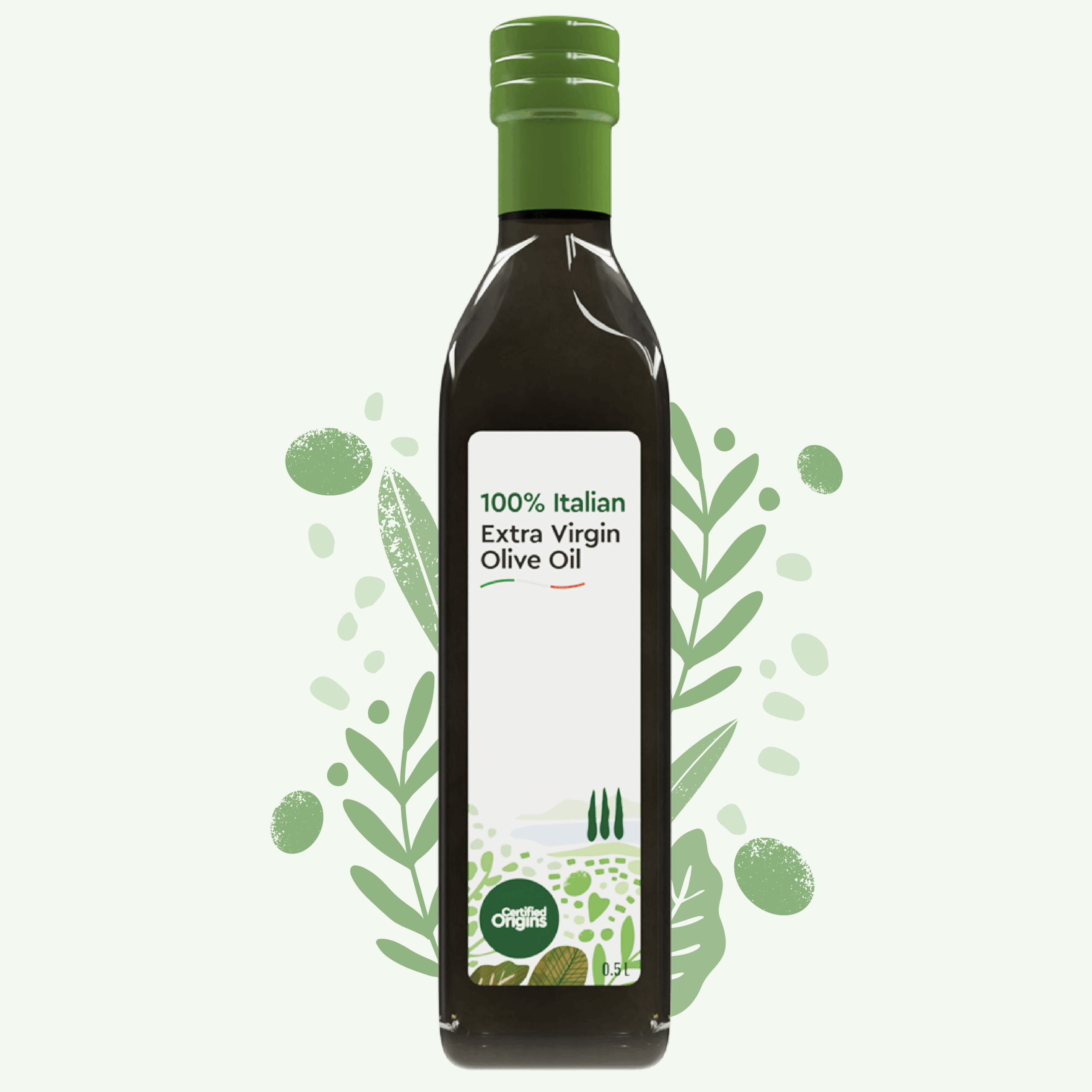 Certified Origins olive oil bottle